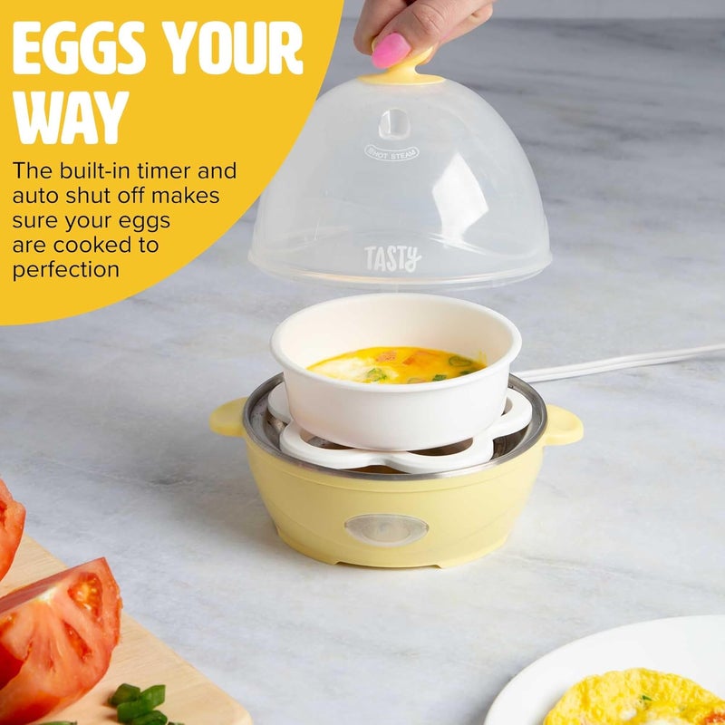 Tasty Mini Rapid Egg Cooker, 5-Egg Capacity for Perfect Hard Boiled Eggs or Omelets, Auto Shut Off, Yellow - Image 3